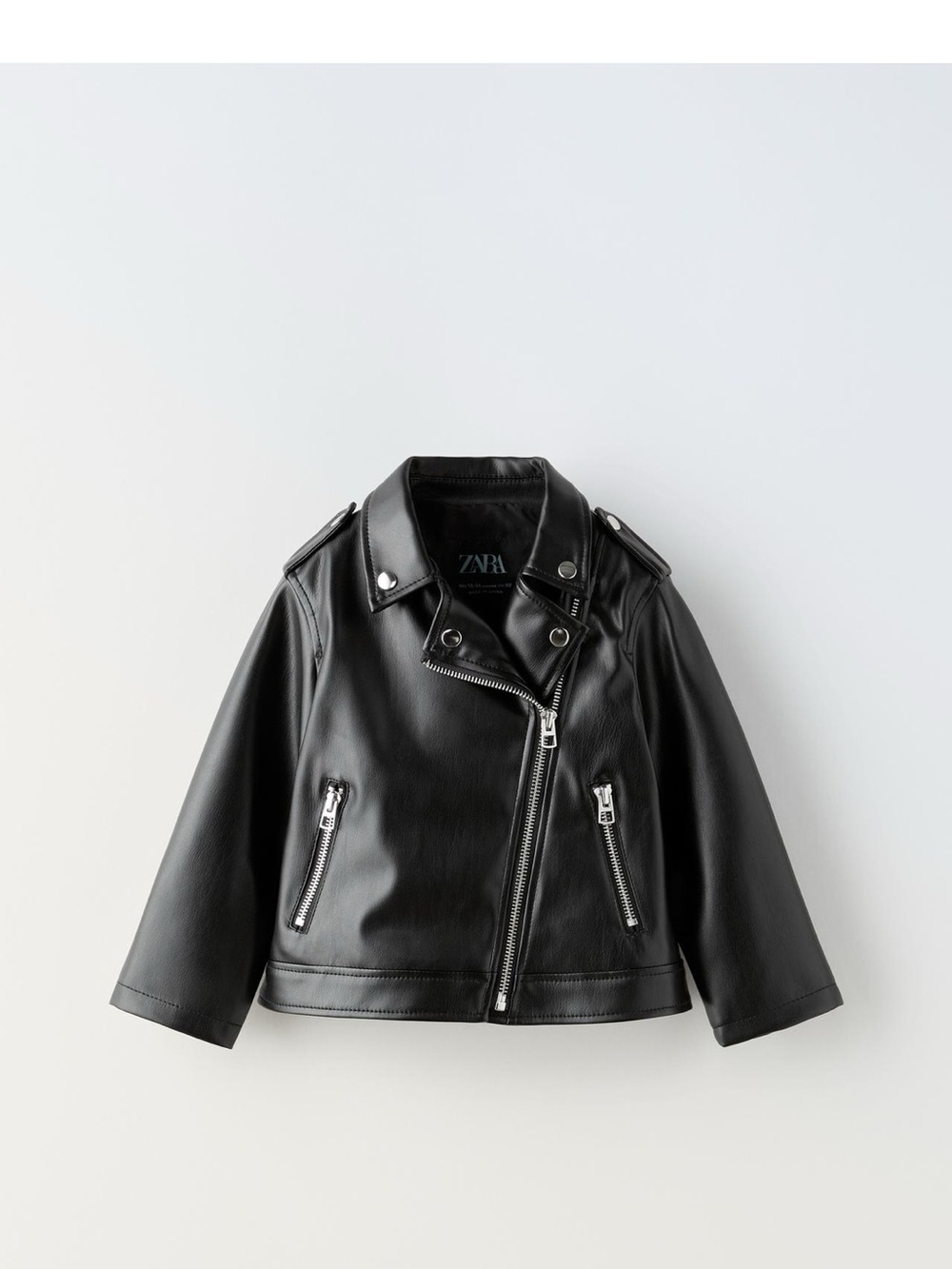 ZARA Black Faux Leather Biker Jacket